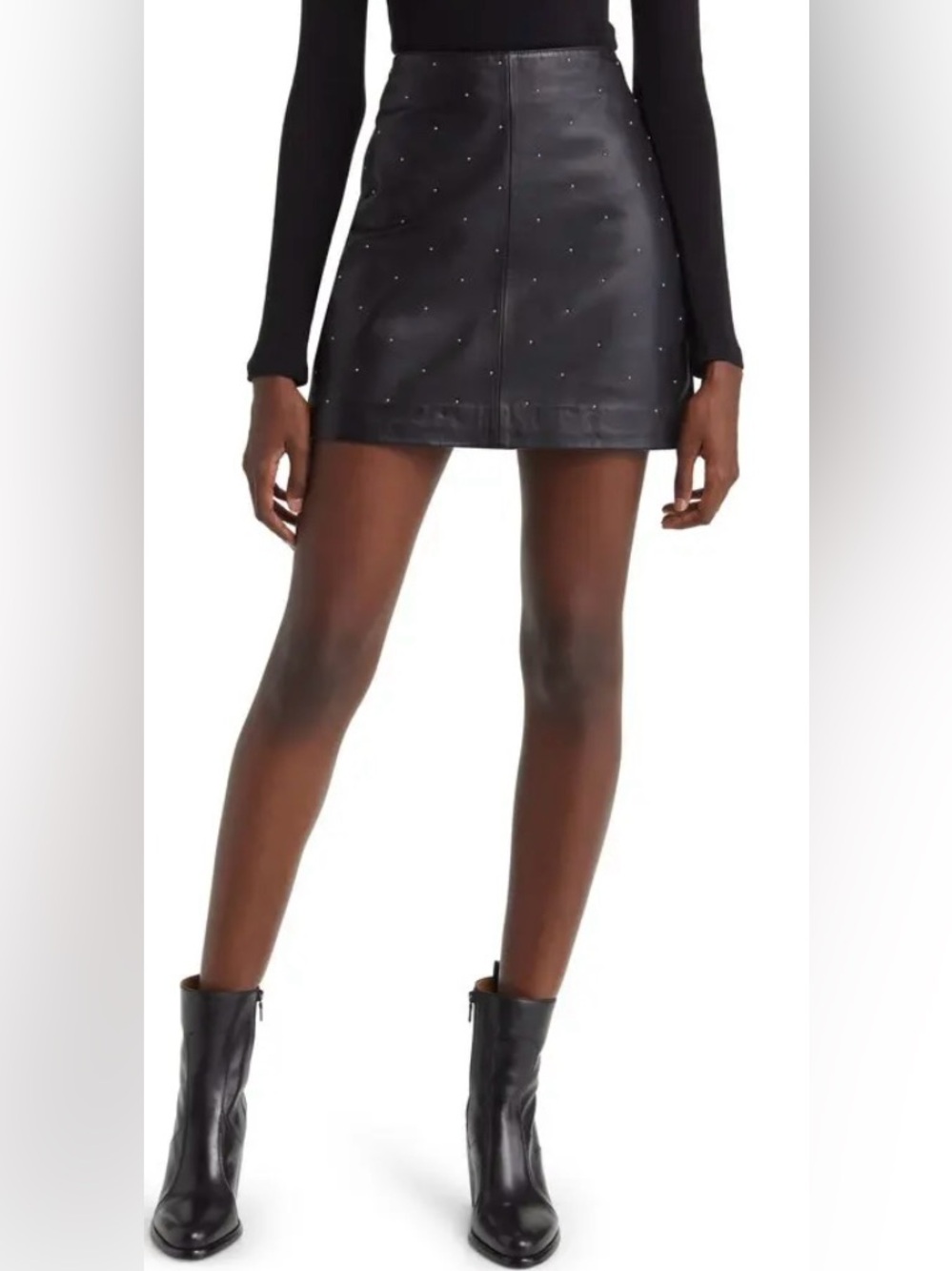 All Saints Lila Studded Lamb Leather Stud Skirt Luxury Sophisticated Versatile